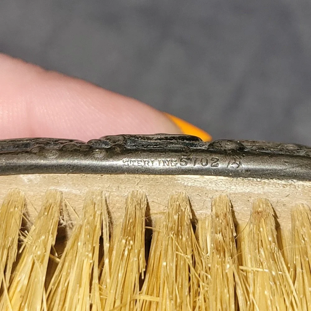 Antique Sterling 925 Engraved Vanity Brush